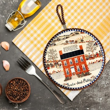 歐式陶瓷隔熱墊【鄉村小鎮-隔熱墊】 桌墊 隔熱墊 杯墊 防熱墊 防水陶瓷 陶瓷墊 軟地底部 加厚設計 防水防油