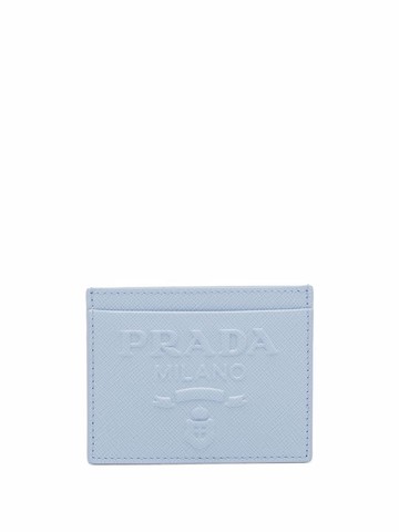 Prada - embossed logo cardholder - women - Leather - One Size - Blue