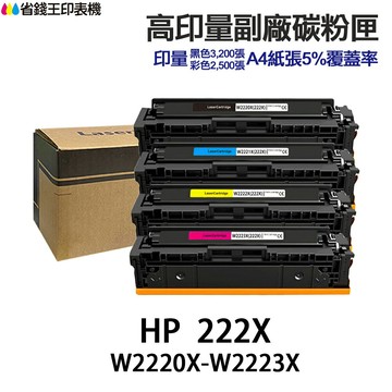 HP W2220A W2220X W2221A W2222A W2223A 高印量副廠碳粉匣 222A 222X