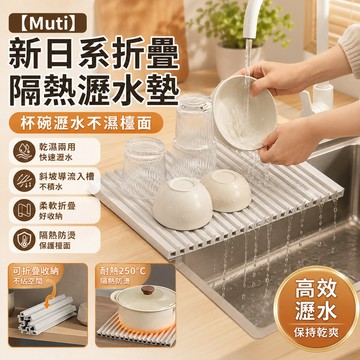 隔日達【Muti】新日系折疊隔熱瀝水墊 水果蔬菜瀝水墊 碗筷瀝水墊 隔熱墊 排水墊 可折疊廚房水槽硅膠瀝水墊 矽膠導水墊