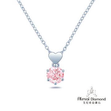 Alesai 艾尼希亞鑽石 粉紅鑽石 1克拉 愛心鑽石項鍊 培育鑽石 (3EX 車工 粉鑽 FANCY VIVID PINK)