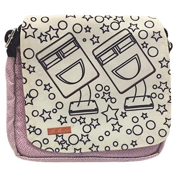 DIY手作繪圖文創包 可拆袋蓋歪腰郵筒邊線  小(跨包16 x 15cm 袋蓋16 x 15cm)  珍珠粉