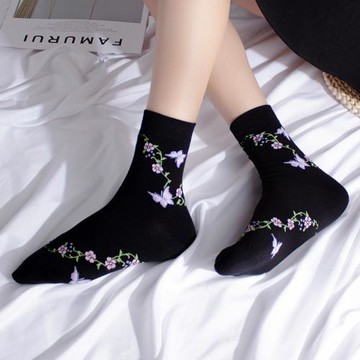 春秋季媽媽襪中筒襪子女黑色純棉襪老人保暖中老年長輩四季襪子