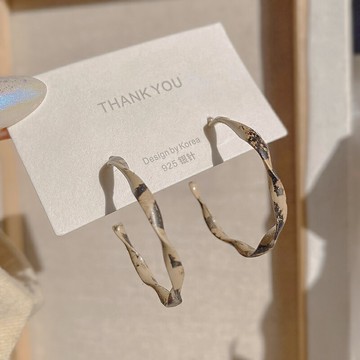 復古C型豹紋耳飾女夏季歐美網紅夸張大氣耳環ins冷淡風高級感耳釘