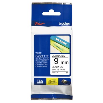 Brother TZe-221 護貝標籤帶 (9mm 白底黑字) 廠商直送