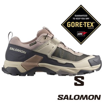 【SALOMON 法國】女X ULTRA 5 GT低筒登山鞋『燕麥/黑灰/海鷗灰』478547 戶外 露營 登山 健行 休閒 時尚 Gore-tex 登山鞋