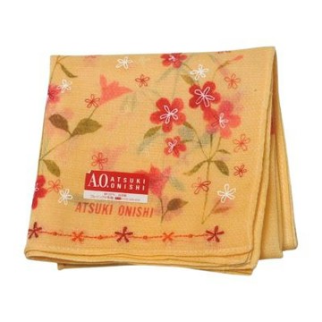 ATSUKI ONISHI 日本製黃底紅花棉100%帕巾(49CM)