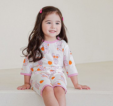 兔兔草莓幻想-植纖衣七分袖韓國童裝-K51307