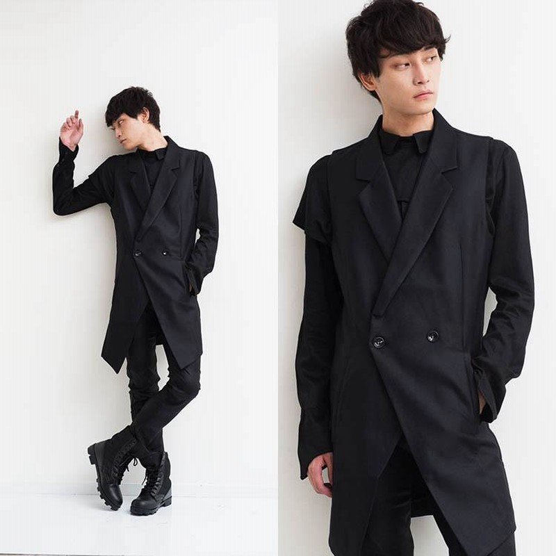ベスト メンズ ジャケット ロングベスト ダブルボタン ロング丈