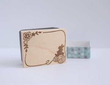 毛線球兔子空白區域印章