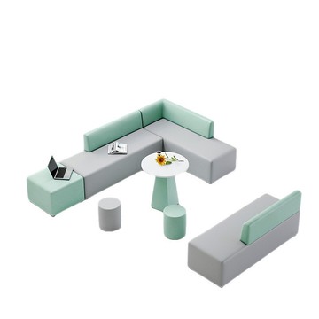 休息區接待沙發沙發簡約現代小型創意休閑皮質茶幾組合休息區接待【0113103DD】