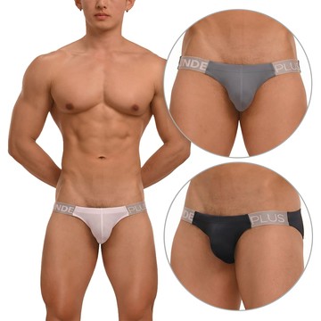 UNDERPLUS AirMesh 氣動網眼 高衩三角內褲  白色 + 黑色 + 灰藍色  M