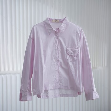棉感翻領帶蓋貼袋寬鬆襯衫022606