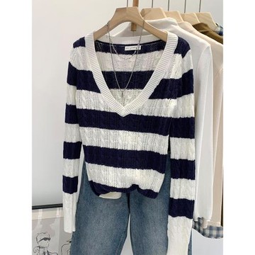 2026韓系絕美V領麻花針織打底衫女秋冬季高級感穿搭氣質顯瘦上衣