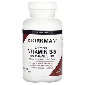Kirkman Labs, 維生素 B-6 鎂咀嚼片，天然熱帶混合水果味，120 片