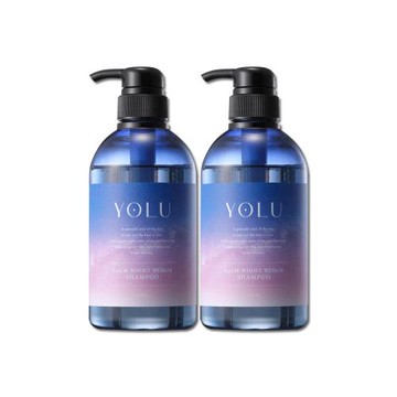 (2瓶超值組)日本YOLU-夜間密集滋潤柔順多層次香氛精華修護洗髮精475ml/瓶-寧靜修護(紫)(防頭皮味洗髮水,無添加矽靈,呵護染燙粗硬自然捲)