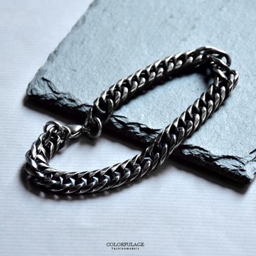 手環 鋼製個性烤黑環扣環手鍊NA491