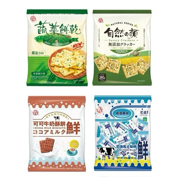(低消$150出貨）中祥自然顏紫菜鮮蔥蘇打餅280g/香蔥蘇打餅300g/奶油起司酥餅300g/可可牛奶酥餅280g