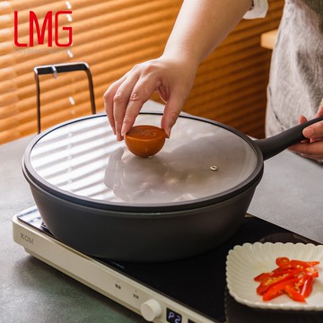 【LMG】黑曜石極耐磨深炒鍋30cm(含蓋)