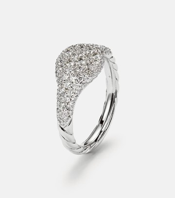 David Yurman 18kt white gold pinky ring with diamonds