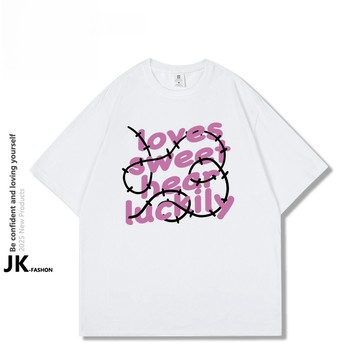 【JK極客】有貨 美式短袖女t恤 100%纯棉 半袖小眾上衣 圓領厚磅 高品質棉T 寬鬆顯瘦圓領短T 女生大碼上衣 短踢