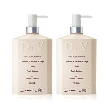 【澳洲Dr. V 】專業級配方-薰衣草柑菊身體乳液-(2入組-750ml/瓶)