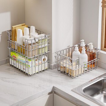 304不銹鋼水果籃子廚房收納架瀝水籃蔬菜筐家用姜蒜果蔬籃置物架