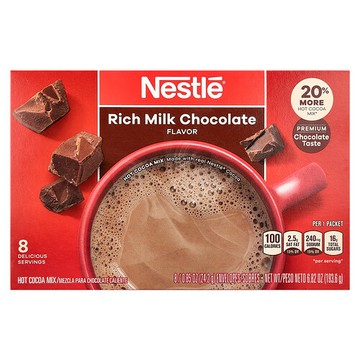 Nestle Hot Cocoa Mix, 濃郁牛奶巧克力，8 袋，每袋 0.85 盎司（24.2 克）