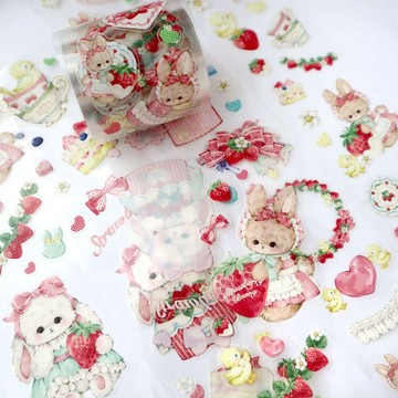 Cherish365【Happiness Strawberry Forest】軋型 水晶油墨 白墨 PET 膠帶 CHO396B