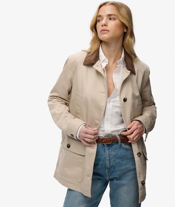Superdry Women's Estate Cotton Barn Jacket Brown Size: 10