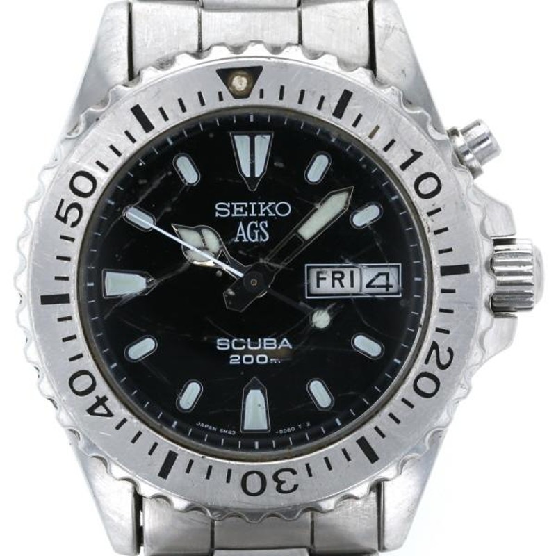 セイコー SEIKO スキューバ 200m 5M43-0C50 オートクオーツ ブラック 文字盤 3針式 メンズ 腕時計 【hon】【中古】 |  LINEショッピング