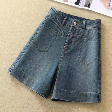 SY韓版牛仔短褲女夏季新款時尚高腰闊腿褲寬鬆顯瘦百搭休閒A字褲薄款五分褲牛仔直筒褲