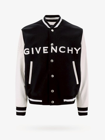Wool bomber with leather sleeves and givenchy patch - GIVENCHY - gender_Man