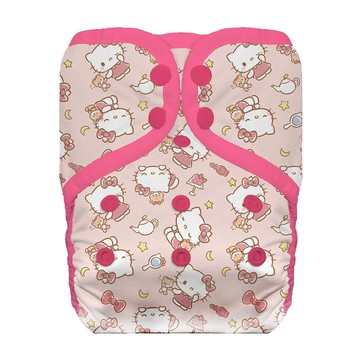 THiRSTiES 有機棉壓扣成長型口袋式布尿布 SANRIO聯名款 XL 18-27 kg  Hello Kitty 好眠寶寶 粉色  1件