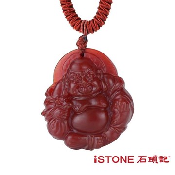 石頭記 紅瑪瑙彌勒佛項鍊-歡喜財神