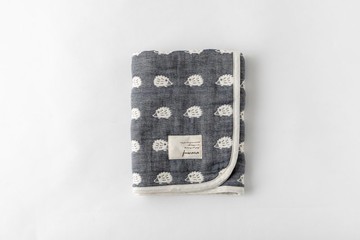 【日本fuwara六重紗小蓋毯、浴巾】灰藍色刺蝟小蓋毯