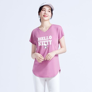 Hello Kitty 特級彈性吸排涼感印花V領寬版T恤-01