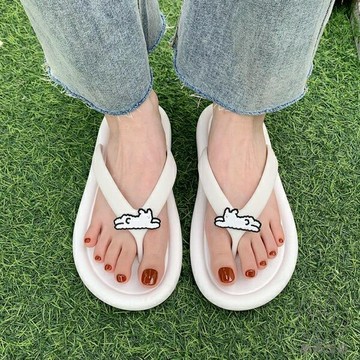 夾腳拖鞋女韓版時尚休閒度假卡通可愛百搭平底沙灘人字拖【倪醬小鋪】