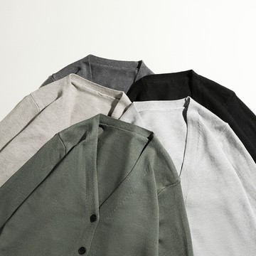 V領素色開衫男 日系 春秋季 新款 慵懶風 寬鬆 休閒 百搭 針織衫 情侶 長袖 毛衣外套（JDB087）【壹號站】