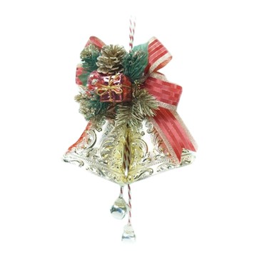 MODACore 摩達客 4吋雙花鐘吊飾 紅金色 聖誕節慶裝飾  30 x 20cm