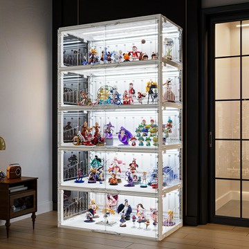 手辦展示櫃 折疊免安裝透明展示帶燈樂高模型積木擺件展示 最低價 快速出貨