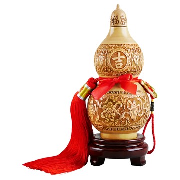 命運好好玩 八吉祥桃木葫蘆擺鎮 獨特造型設計 八吉祥圖騰 鎮宅去惡  棕色  1個