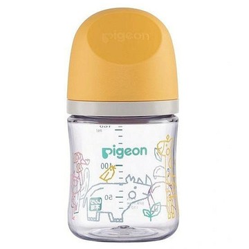 pigeon 貝親 3代母乳實感奶瓶  非洲動物 橘色 + 透明色  160ml  1個