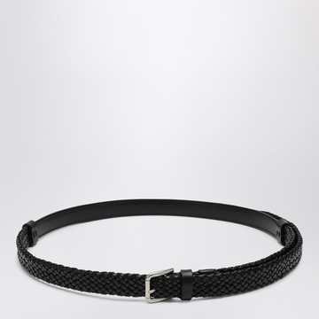 Black woven leather belt