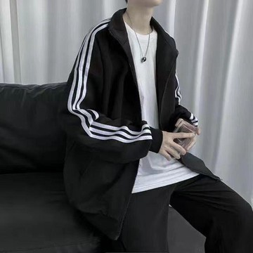 【臺灣出貨】秋季新款外套衛衣春秋季薄款三條槓休閒立領男女外套三杆夾克跑步運動學生開衫衛衣長袖