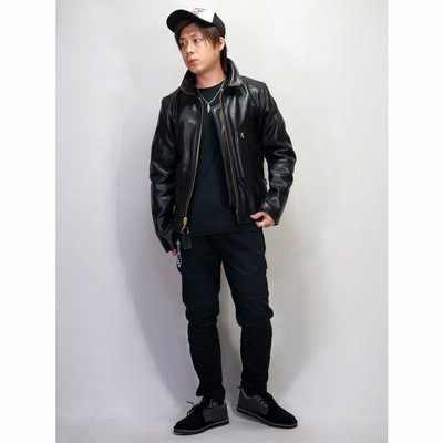 バンソン ENF シングルライダースジャケット 襟付き 革ジャン