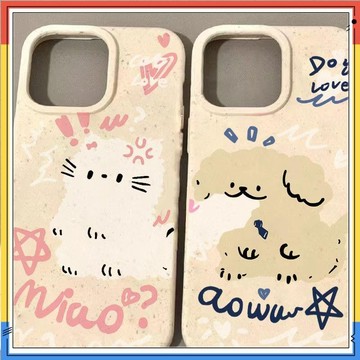 優殼.卡通小貓小狗適用蘋果16pro手機殼iPhone15可愛14promax創意8情侶