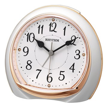 RHYTHM 日本鐘-晨間時光現代設計多功能漸進鬧鈴鬧鐘(玫瑰金)