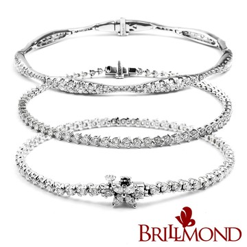 【BRILLMOND】天然鑽石手鍊精選 PT950鉑金 2克拉(F-G/VS2-SI2 PT950鉑金台)