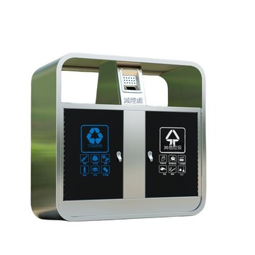 小區邊果皮箱防腐木室外單桶不銹鋼分類垃圾箱街道環衛戶外垃圾桶[DD080109]